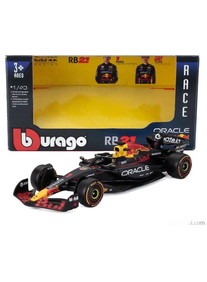 Bburago Race F1 2025 Oracle Red Bull Racing F1 RB21 #1 Max Verstappen Die-cast Car (1:43, Black/Red/Yellow) - Image 2